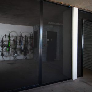Bike storage behind crimsafe security screens in garage